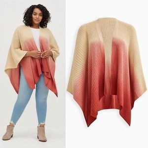 Torrid Women's Knit Tricolor Dip Dye Ruana NWT